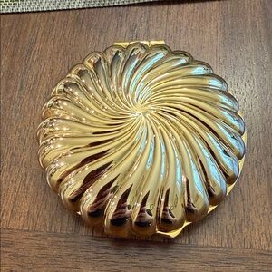 Party Lite Gold Swirl Compact Candle Holder - Shiny Gold Finish